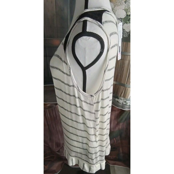 August Silk Blouse Size L Zip Back Lace White/Black NEW - Picture 9 of 13